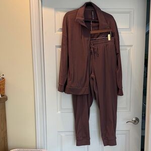 Women's Dark Mauve Tracksuit Set